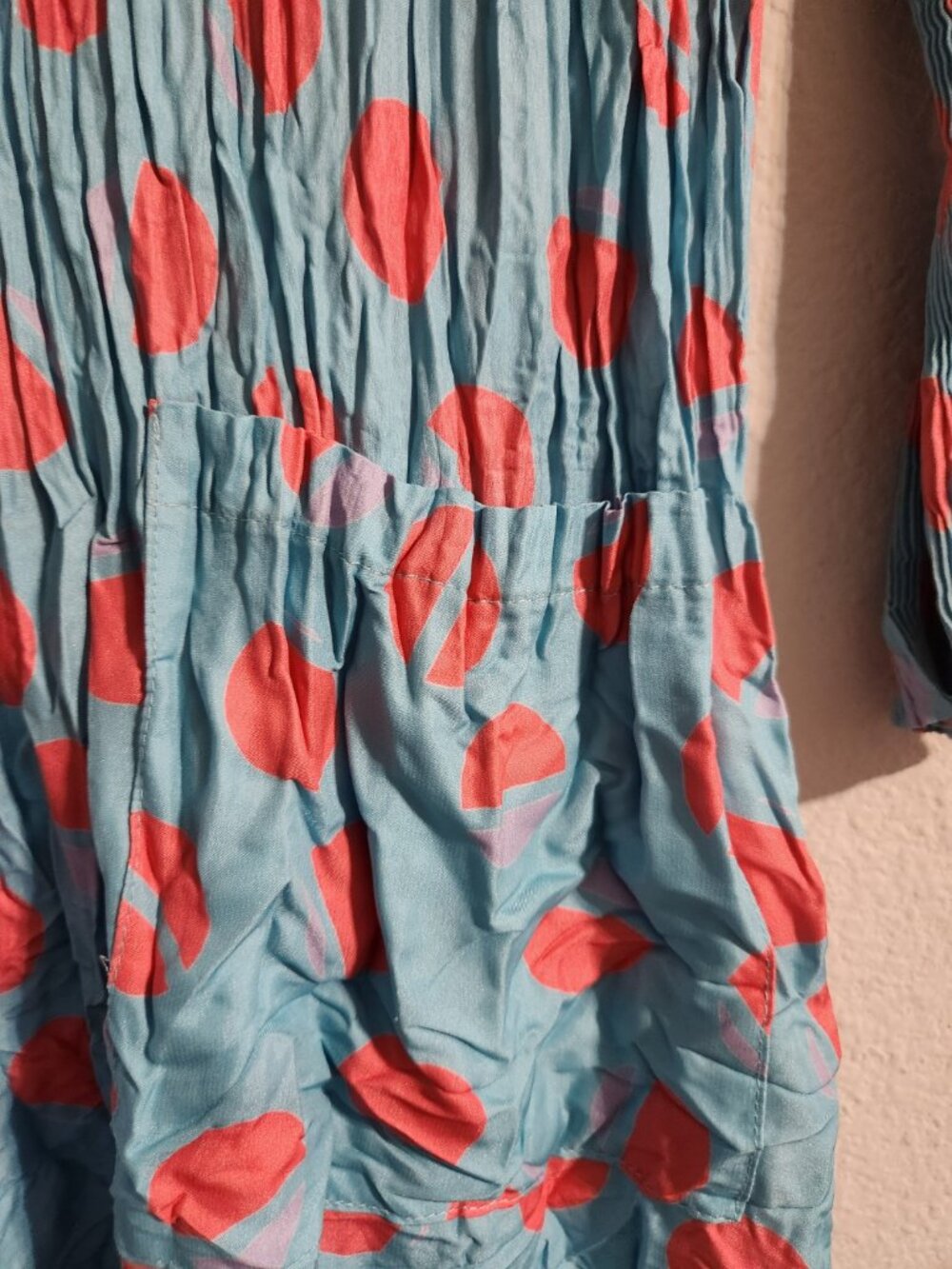 Alquema 3/4th Sleeve Smash Dress “Aqua Eclipse” Crinkly pockets midi sz 1 (US 6) - Picture 5 of 8